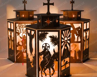 Christ is Risen Lantern Laser Cut File | He is Risen Christian Lantern The Passion and Resurrection of Christ Easter Story Easter svg /B15