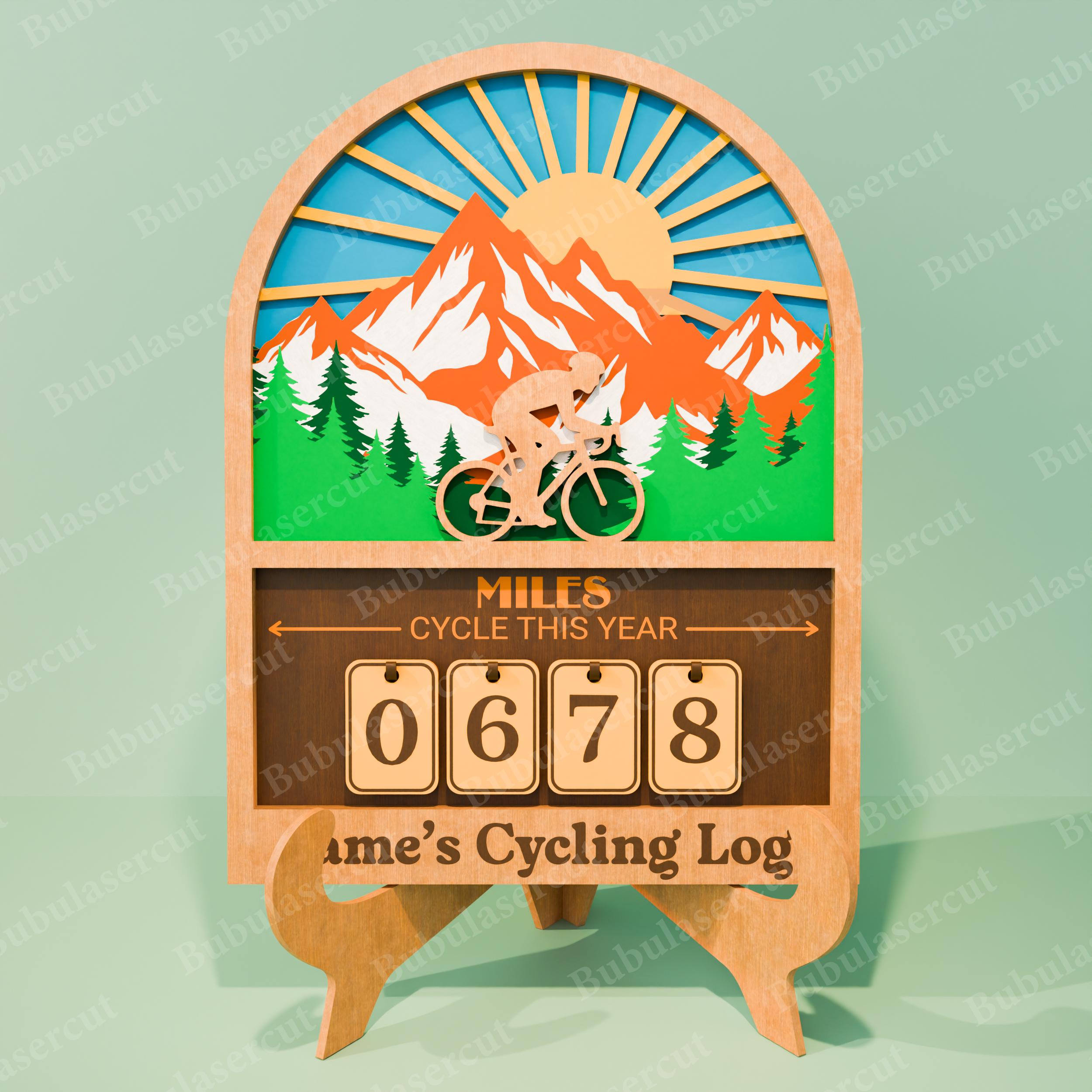 Cycling Distance Tracker Set, Miles and Kilometers Cycled This Year ...