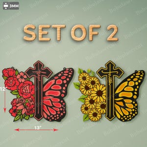 Faith Cross met vlinder en zonnebloemen svg, Faith Butterfly Sign svg, Faith Butterfly Cross Faith zonnebloem Jezus christelijk religieus/B36