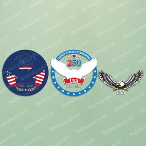 Amerika 250 SVG-paket med 8 patriotiska dörrhängardesigner, 1776–2026 självständighetsdagen laserskurna runda skyltfiler /B498 bild 3
