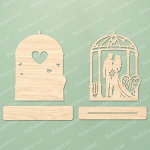 Personlig bröllopspar silhuett SVG, För evig kärlek trädskylt, årsdag romantik dekor, anpassad namn datum laserskuren design /B440 bild 2