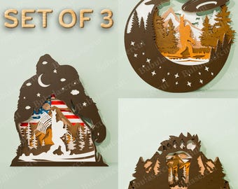Lasergesneden bestand met meerdere lagen van Bigfoot | Sasquatch meerdere lagen Bigfoot meerdere lagen Sasquatch meerdere lagen Bigfoot SVG Bigfoot silhouet /B71