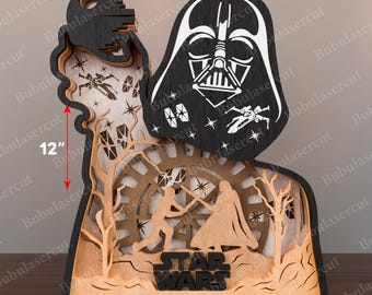 Archivo de corte láser multicapa de personajes de películas, personajes multicapa, SVG de personajes de películas, SVG multicapa de películas, personajes Glowforge, P445
