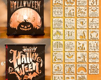 Halloween Candle Holder Bundle, Spooky Lantern Shadow Box, Creepy Haunted House Silhouette, Scary Table Centerpiece, Halloween Gift /P382