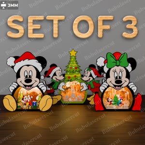 Archivo cortado a láser de linterna de ratón navideña, linterna de ratón SVG, lámpara de ratón, linterna navideña de dibujos animados de ratón, decoración navideña, P565