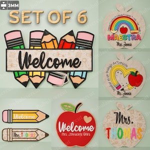 Personalisierte Lehrer Türschild Laser Cut Datei | Personalisierte Lehrer Geschenke Lehrer Türschild Lehrer Willkommensschild Klassenzimmer Türschild / B87