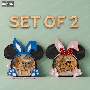 Maus Ostern Multilayer Laser Cut Datei | Osterdekoration Maus Multilayer Maus Ostern Zeichentrickfiguren Geschenk für Kind Osterhase / B29