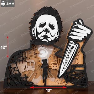 File di taglio laser multistrato con personaggio horror di Halloween, file multistrato horror in formato svg, personaggio horror in formato svg, file multistrato in formato svg, Halloween horror, P441