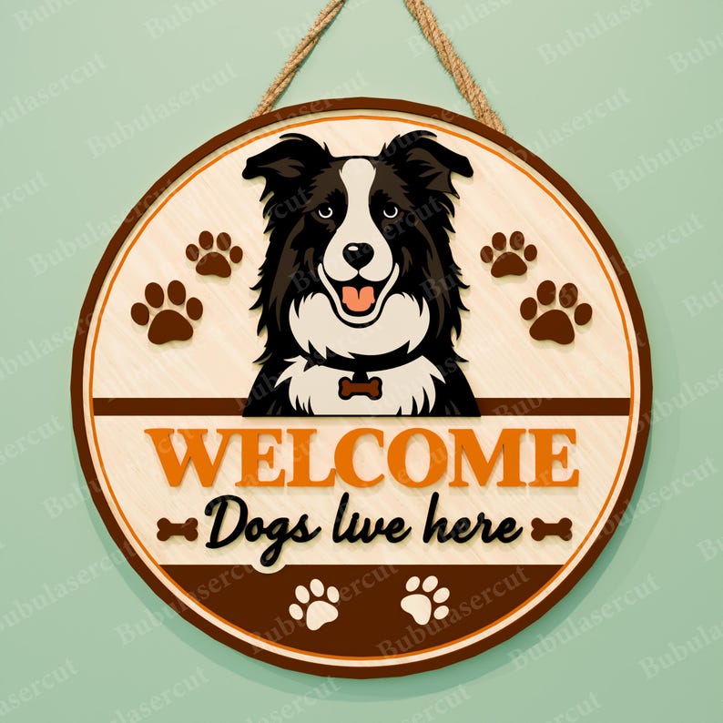 Pet Welcome Sign Svg Bundle, Dog Cat Door Sign, Round Welcome Sign ...
