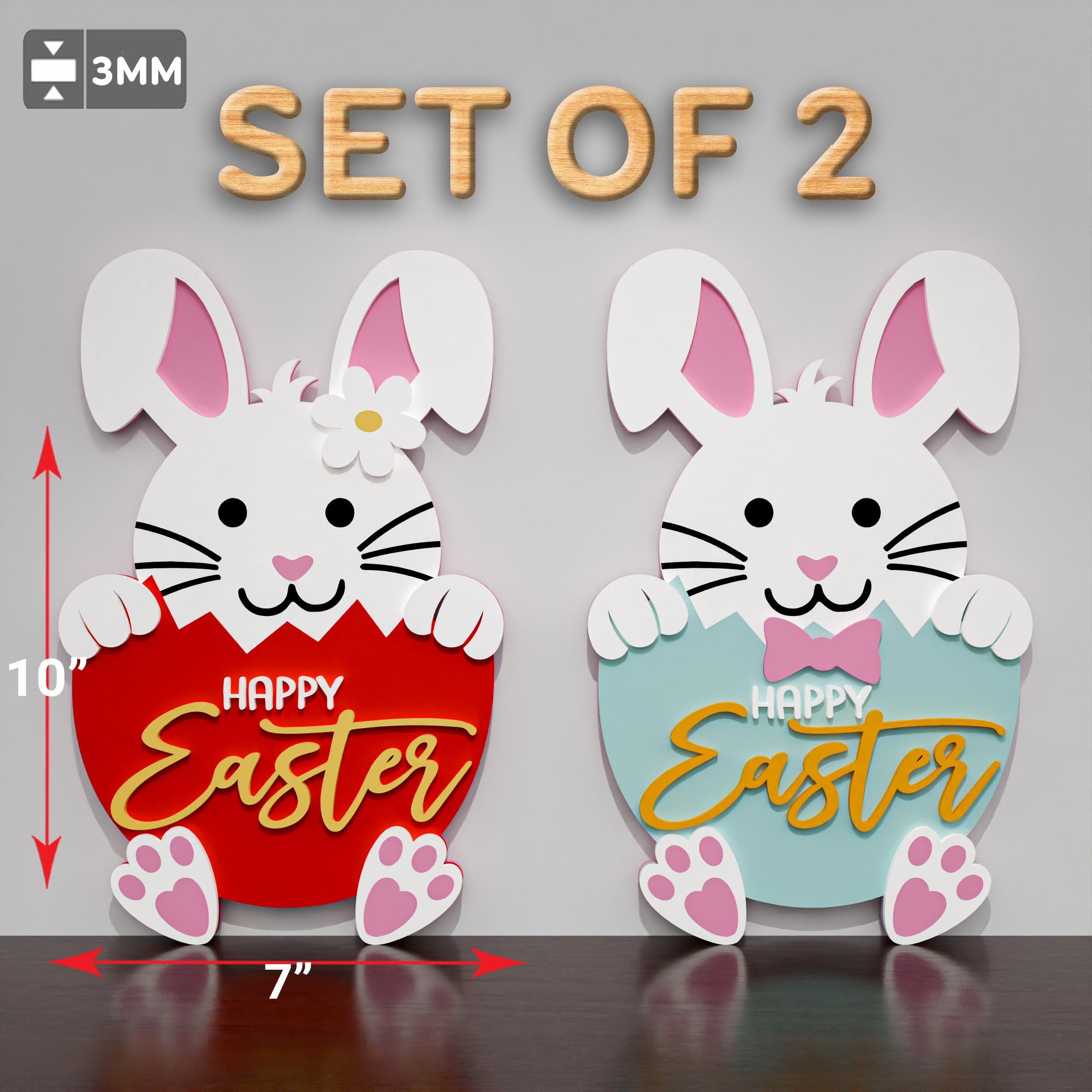 Easter Bunny Door Hanger Laser Cut Files, Easter Bunny Welcome Sign SVG ...