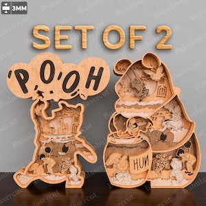 Cartoon Multilayers Laser Cut Datei, Cartoon Multilayers svg, Winnie The Pooh, Pooh Bear svg, Multilayers svg, Zeichentrickfiguren svg, P524