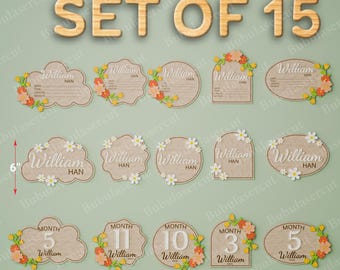 Personalized Floral Baby Name Announcement Laser Cut File | Flowers Baby Name Sign Floral Birth Stats Hospital Name Sign Baby Photo Prop/B97