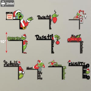 Weihnachten Cartoon Tür Ecke LaserCut svg, Weihnachtstür Ecke svg, Weihnachtstür Topper, frohe Weihnachten, Weihnachtstürhänger, P367