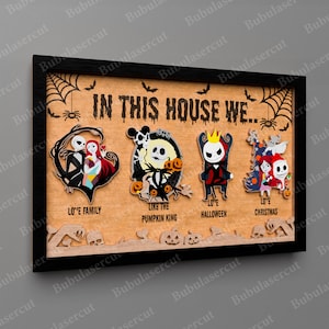 Plaque de porte Halloween horreur découpée au laser, plaque de porte d'Halloween, horreur d'Halloween, dans cette maison, nous horreur, Halloween Glowforge, porte d'Halloween, P267 image 7