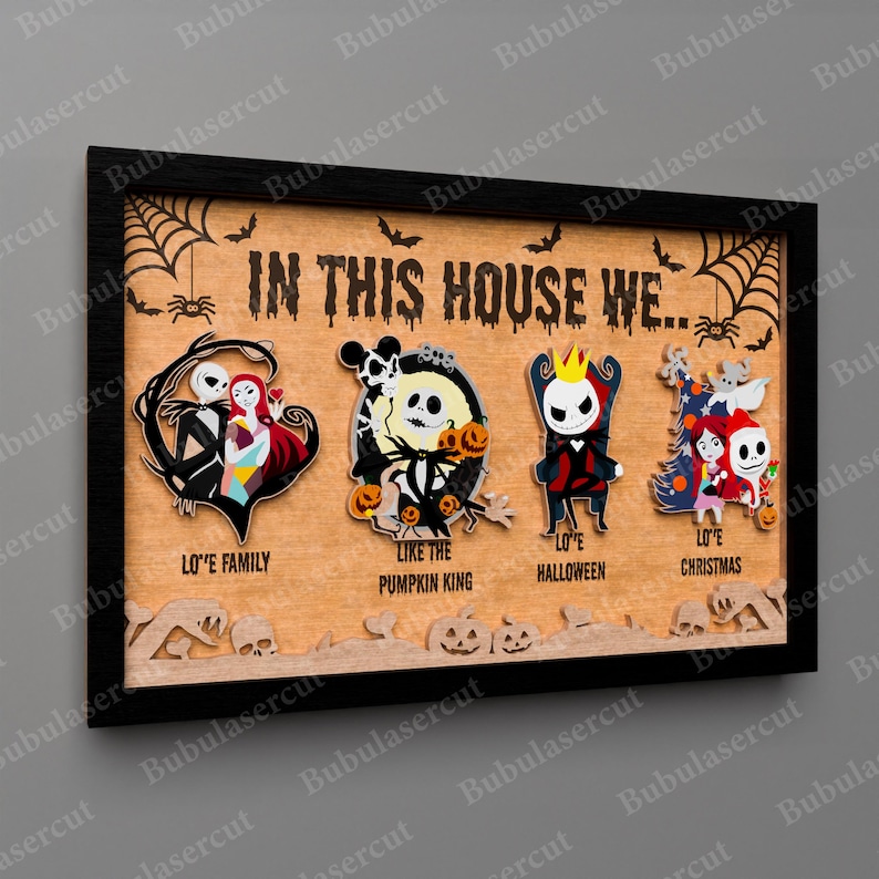 Plaque de porte Halloween horreur découpée au laser, plaque de porte d'Halloween, horreur d'Halloween, dans cette maison, nous horreur, Halloween Glowforge, porte d'Halloween, P267 image 7