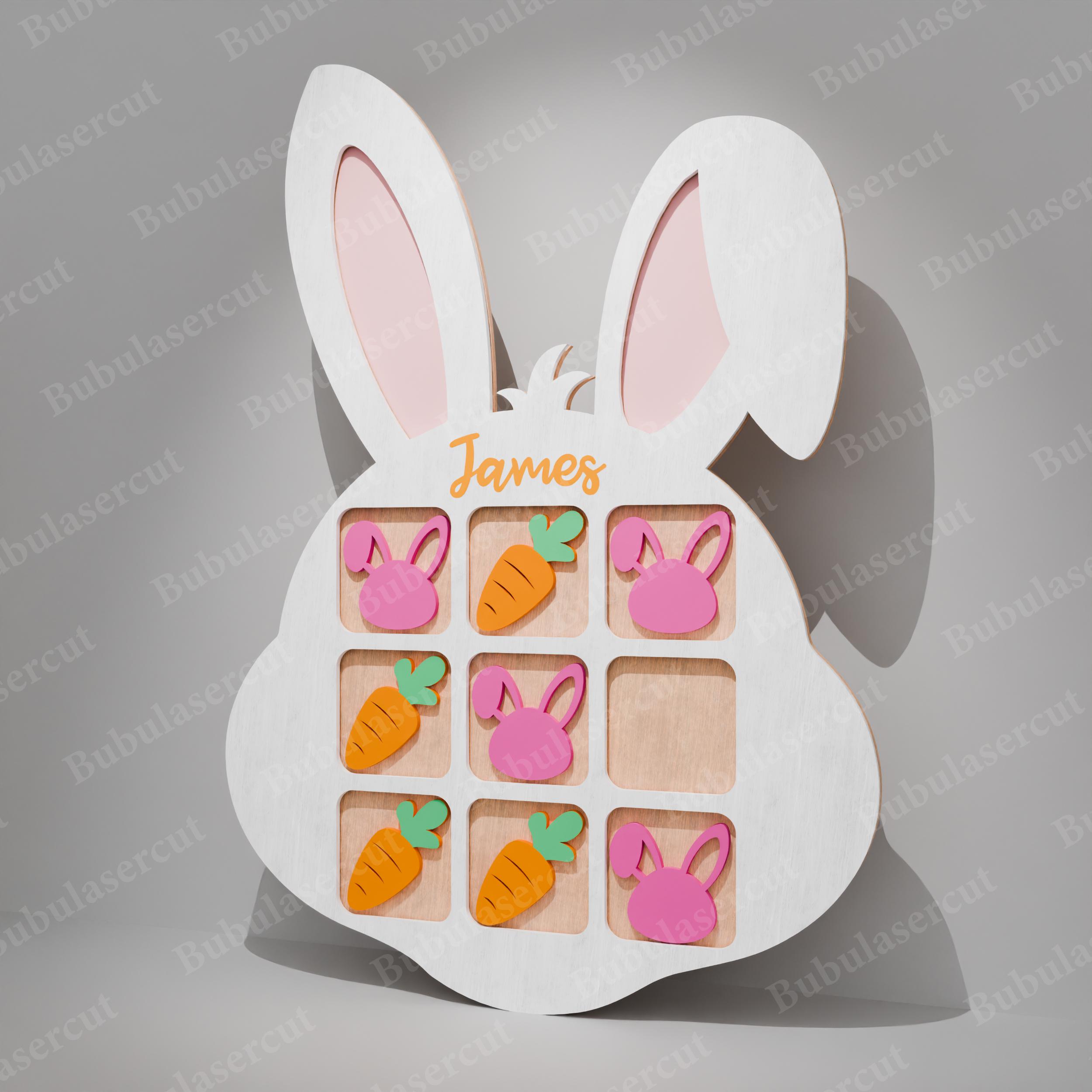 Easter Tic Tac Toe Laser Cut File | Tic Tac Toe Game Svg Easter Bunny ...