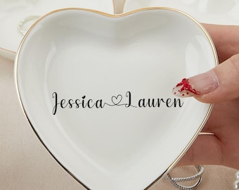 Custom Wedding Ring Dish for Couple,Personalized Ceramics Jewelry Dish,Engagement Ring Holder,Ring Holder Dish,Wedding Gift,Newlywed Gifts
