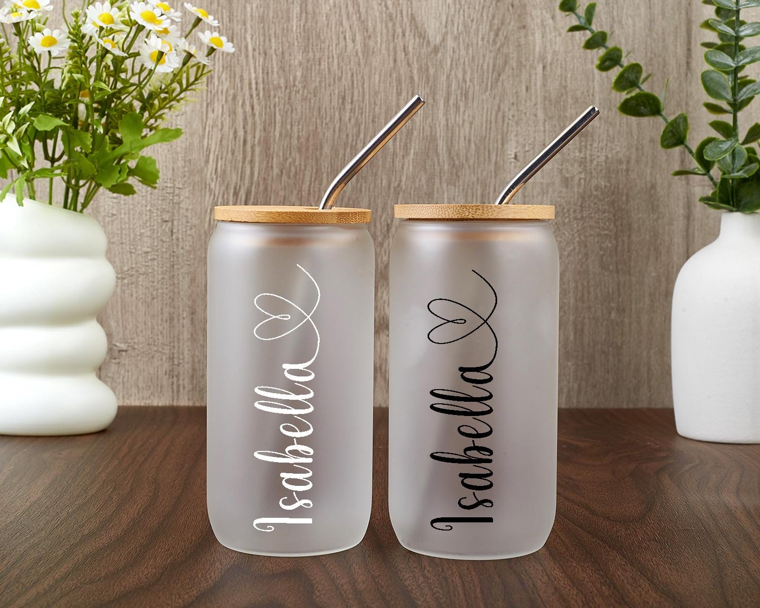 Personalized Iced Coffee Cup With Name,custom Can Glass With Lid and ...