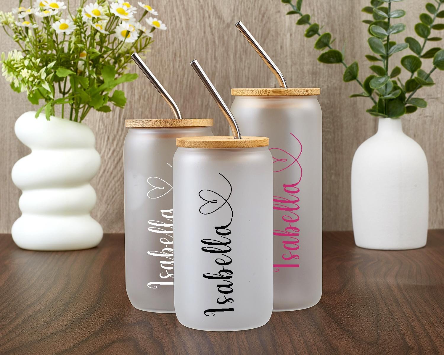 Personalized Iced Coffee Cup With Name,custom Can Glass With Lid and ...