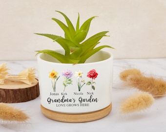 Grandmas Garden Gift for Grandma, Personalized Gifts for Mothers Day Gifts, Personalized Flower Pot, Birth Flower Mom Gifts from Daughter