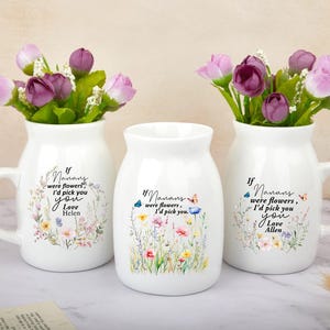 Personalisierte Omas Gartenvase für Mama Oma Geschenk, Benutzerdefinierte Blumenvase aus Keramik, Benutzerdefiniertes Geschenk für Muttertag, Hausgartenvase.