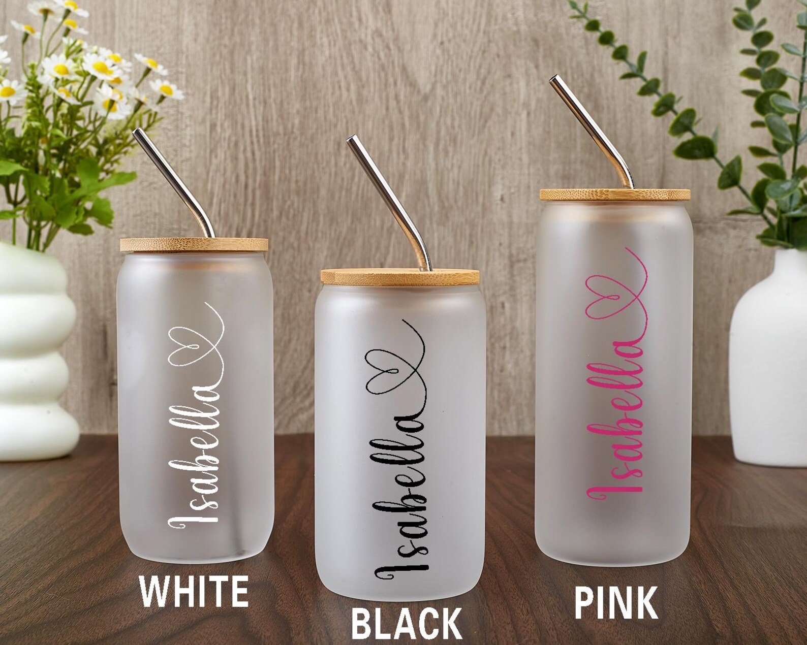Personalized Iced Coffee Cup With Name,custom Can Glass With Lid and ...