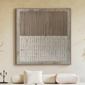 Peinture abstraite marron sur toile, peinture bohème marron, art mural marron, peinture texturée 3D, art abstrait marron, décoration murale pastel foncé