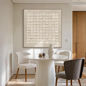 Art mural géométrique minimaliste | Peinture en relief 3D texturée | Toile abstraite neutre | Décoration d'intérieur moderne | Art contemporain pour salon et bureau