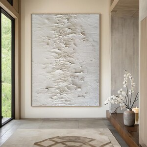 Art mural minimaliste texturé pur Art minimaliste beige pur, peinture texturée 3D grise Art mural pur texturé, plâtre Art de niveau vertical