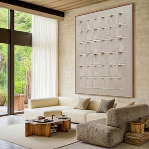 Peinture abstraite beige Wabi Sabi texturée 3D, art mural minimaliste, grande peinture abstraite sur toile pour décoration de salon contemporaine