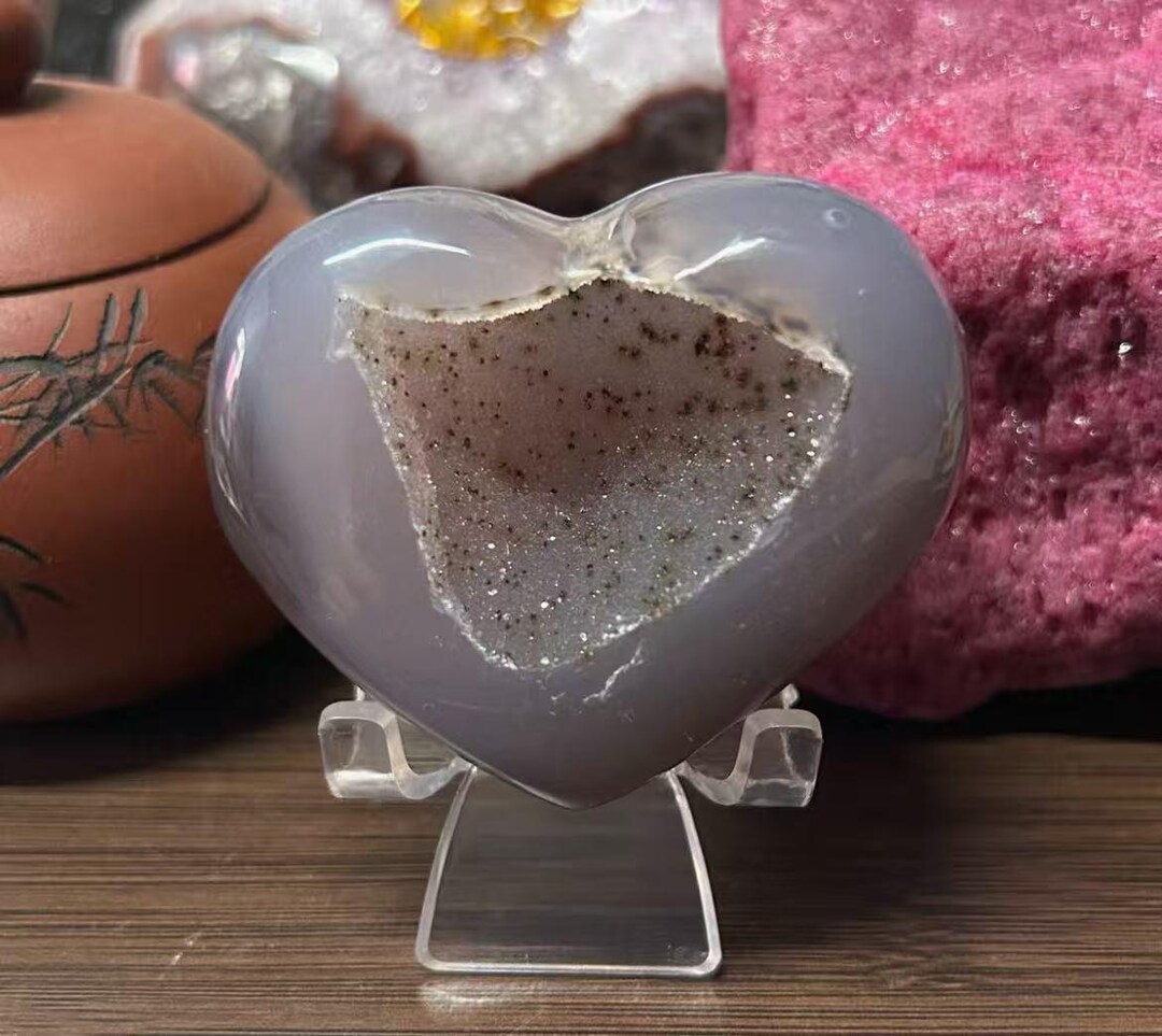 Geode Heart Natural Druzy Agate Geode Heart, Sparkling Crystal Formation, Unique ...