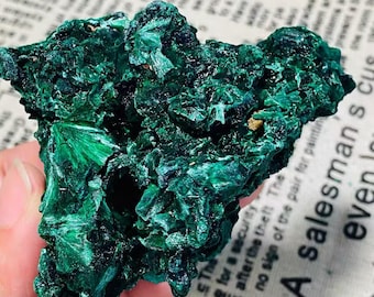 Enchanting Velvet Malachite Cluster - Natural Silky Green Crystal Specimen  AAA- Mystical Raw Malachite Stone