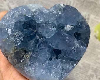 Celestite Heart Cluster: Raw Blue Crystal Mineral Specimen, 4.5”