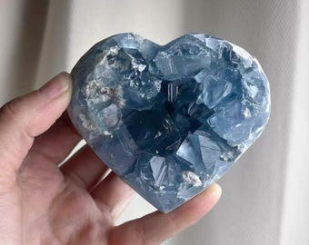 Celestite Heart Cluster: Natural Blue Healing Crystal (550g)