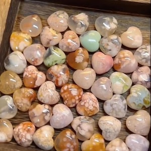 Flower Agate Hearts - Cherry Blossom Agate & Sakura Crystal Collection