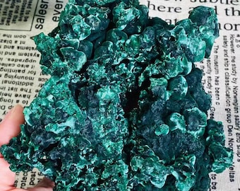 Enchanting Velvet Malachite Cluster - Natural Silky Green Crystal Specimen  AAA- Mystical Raw Malachite Stone