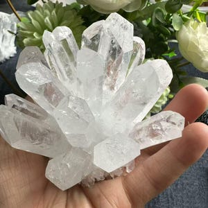 Cluster di cristallo di quarzo - Quarzo trasparente naturale curativo - Cluster di energia spirituale per meditazione e arredamento per la casa