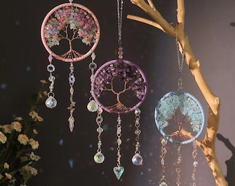 Handmade Quartz Crystal Dreamcatcher Wind Chime: Healing Home Decor
