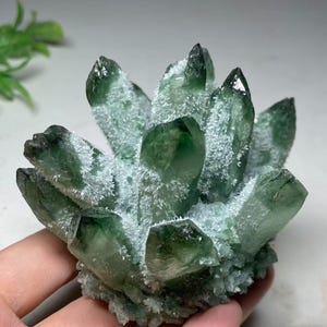 Green Quartz Crystal Cluster Specimen - Healing Gemstone Art - Mystical Mineral Decor