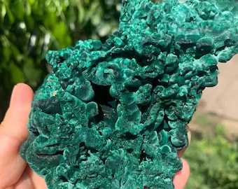 Malachite Crystal Cluster - Natural Green Velvet Stone Specimen - Mystical Healing Gemstone AAA
