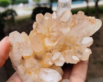 Natural Clear Quartz Crystal Cluster: Spiritual Healing Decor (4.2”x3.2”, 332g)