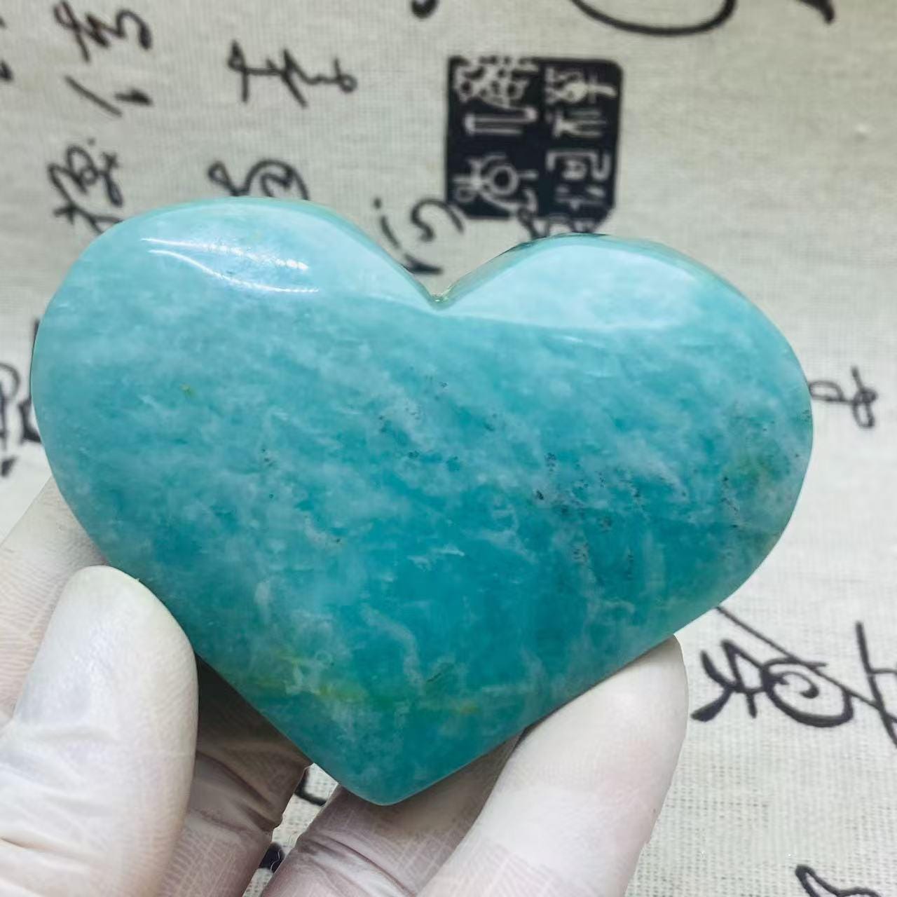 Large Amazonite Heart Crystal: Carved Gemstone for Healing
