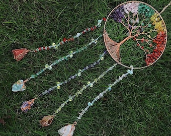 Quartz Crystal Tree Dreamcatcher Wind Chime: Healing Home Decor