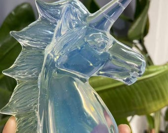 Opal Unicorn Sculpture, Hand-Carved Crystal Unicorn for Healing & Spiritual Serenity Decor