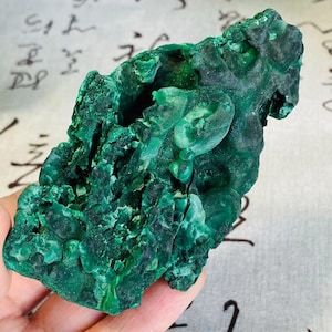 Enchanting Velvet Malachite Cluster - Natural Silky Green Crystal Specimen  AAA- Mystical Raw Malachite Stone