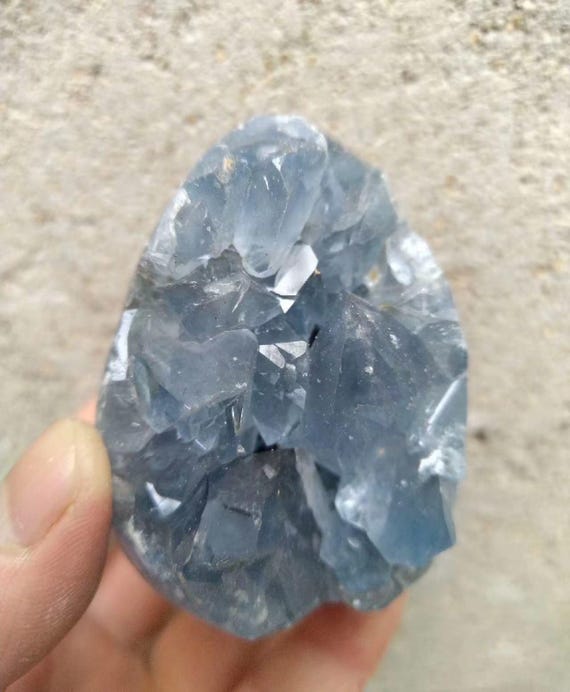 Raw Blue Celestite Geode Egg: Reiki Healing Crystal Decor