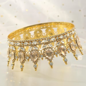 Full Round Crown Queen Crown Baroque Tiara Shining Rhinestone Princess Carnival Tiara Queen Costume Wedding Ball Birthday Hair Accessories