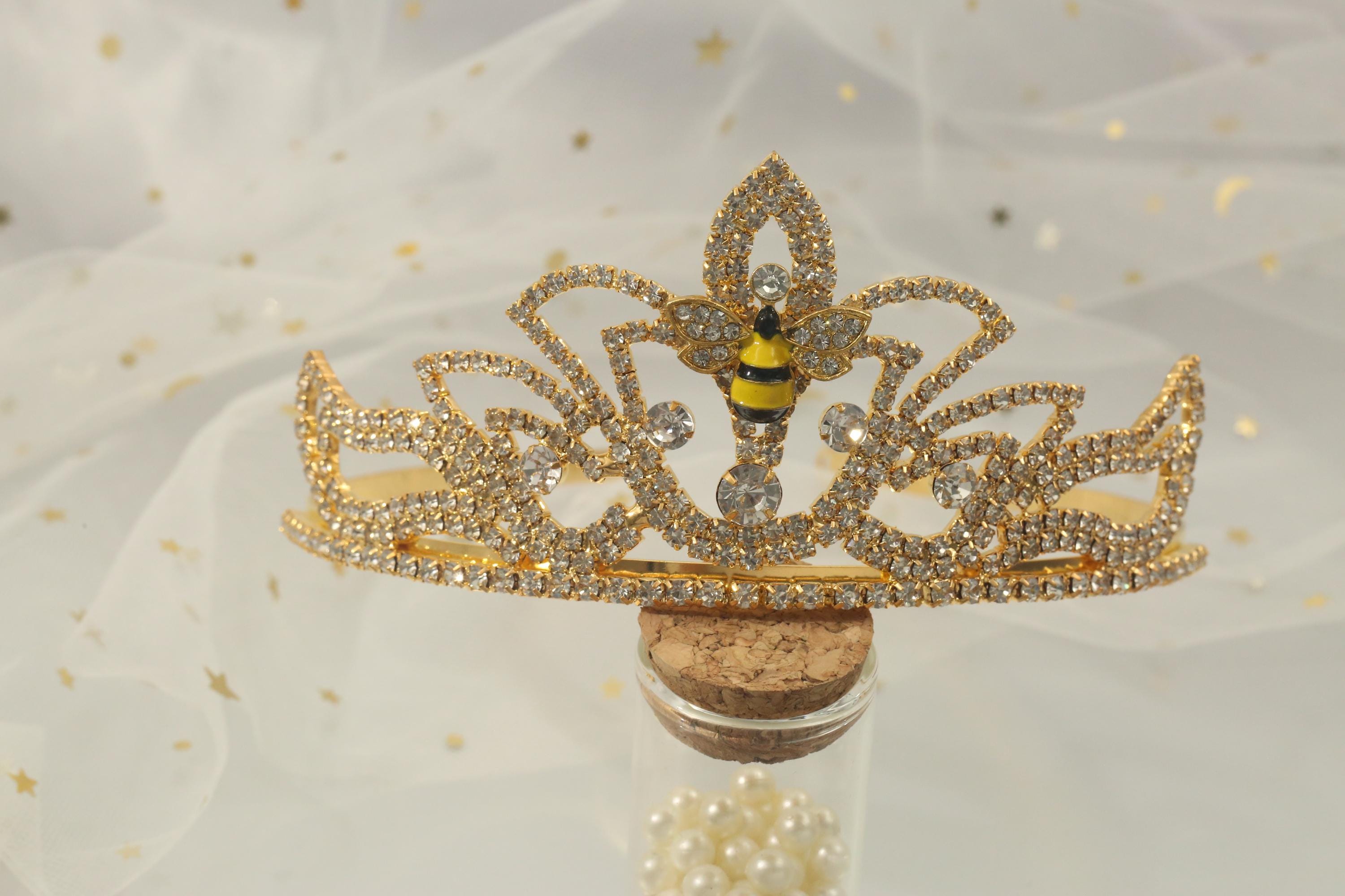 Unique and Beautiful Bee Crown Golden Headdress Crystal Crown Queen Bee ...