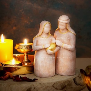 Holy Family Nativity Set - Mother Mary Baby Jesus Saint Joseph Religious Statue Figurines Christmas Scene