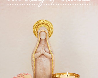 Our Lady of Lourdes - Virgin Mary Shrine Prayer Altar Statue, Mother Goddess, Meditation Space, Mother Mary, Fertility Goddess